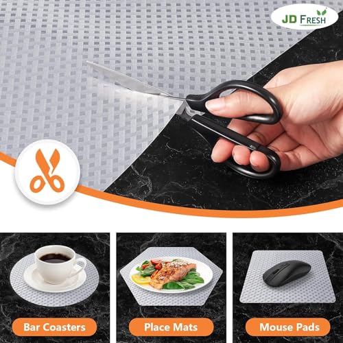 Image of JD FRESH 5 Meters EVA Food Grade Fridge Mats /Anti Slip Mat for Kitchen /Washable Shelf Liner Roll Sheet for Wardrobe /Cabinet /Dining Table /Drawer Mat Roll /Refrigerator Mats (Diamond Texture,Clear)