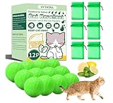 VYTATAIL 【12 Pack + 6 Mesh Bags】 Cat Repellent Balls - Peppermint & Lemongrass Scent Deterrent for Outdoor Use, Stop Cats from Scratching Furniture, Yard, Garden, Plants, Cars