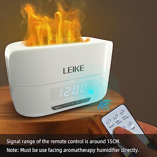 Leike 9" Flame Aromatherapy Diffuser Humidifier With Bluetooth Speaker, Led Time Display Digital Alarm Clocks For Bedrooms, 400Ml 7 Colors Flame Air Humidifiers Diffusers For Essential Oils Large Room #TOP7