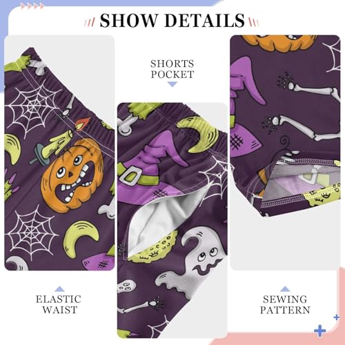 ZZXXB Halloween Skeleton Witch Boys Long Pants Soft Trousers Elastic Waist Kids Lounge Bottoms with Pockets S-XL4