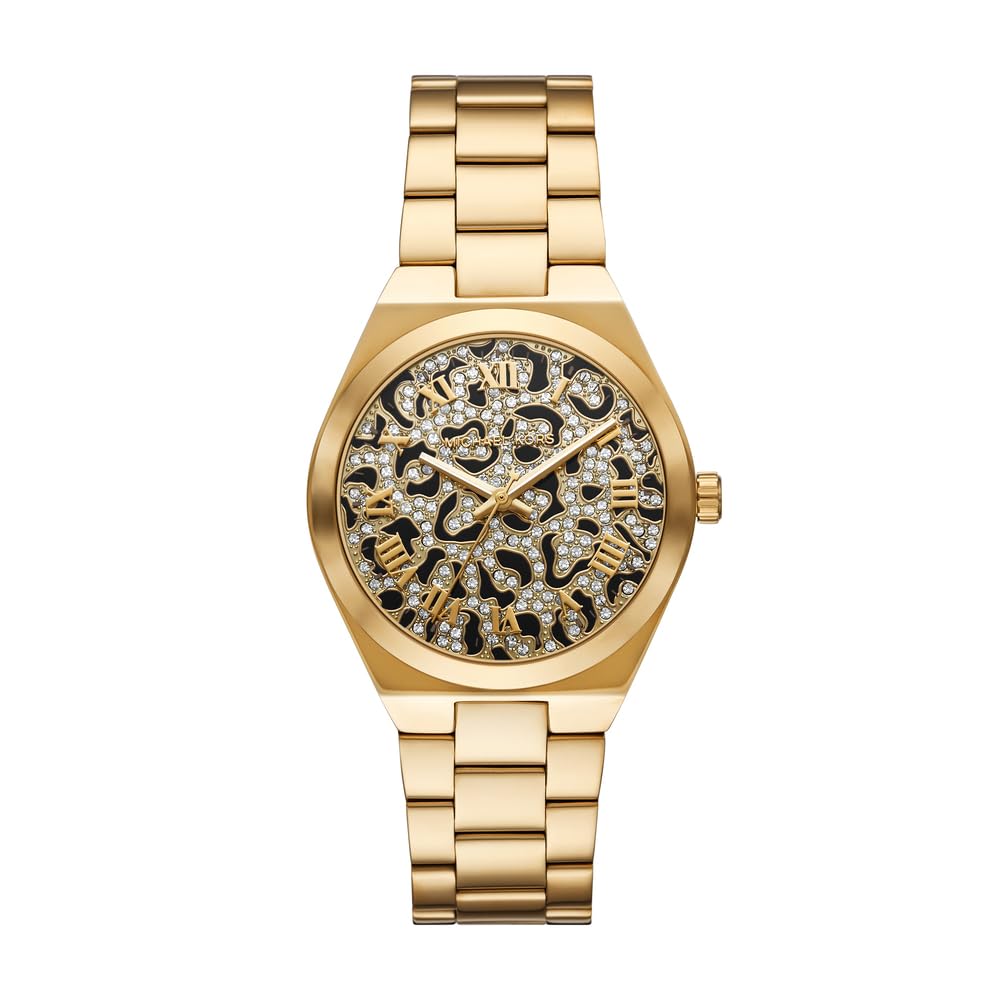 Michael Kors Lennox Watch for Women, Gold Tone Quartz Three Hand Movement with Stainless Steel Strap