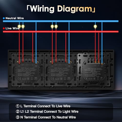 BSEED Doppel Smart Lichtschalter mit WIFI Dimmer Schalter, LED Dimmschalter Unterputz, Kompatibel mit Alexa&Google Home, PC Rahmen,Smarte Zeitpl&auml;ne,2 Fach 1 Weg,Grau(Neutralleiter Erforderlich)