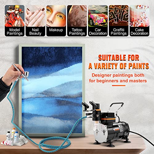 Vevor AIRBRUSH KIT PROFESSIONAL Airbrush Kit, Professional Airbrush Set With 1/5 Hp Compressor & 3 Airbrushes thumb #5