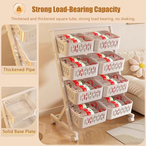 Espositore per Snack a più Livelli con Ruote, Carrello Organizer in Metallo con Ripiani su Ruote per conservare Alimenti, Frutta e Verdura, Supporto Portatile per Snack per Home Theatre.