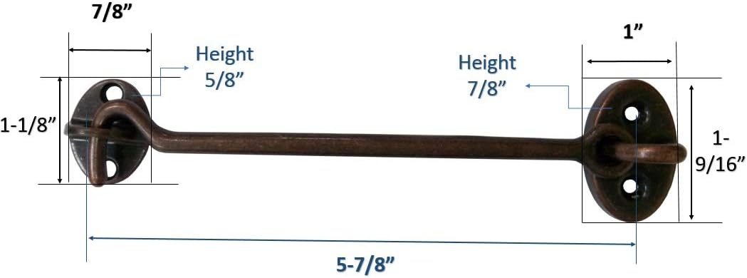 QCAA Heavier Duty Brass Door Hook Latch & Eye, 6", Antique Copper, 2 Pack, Antique Copper (6") - Image 4