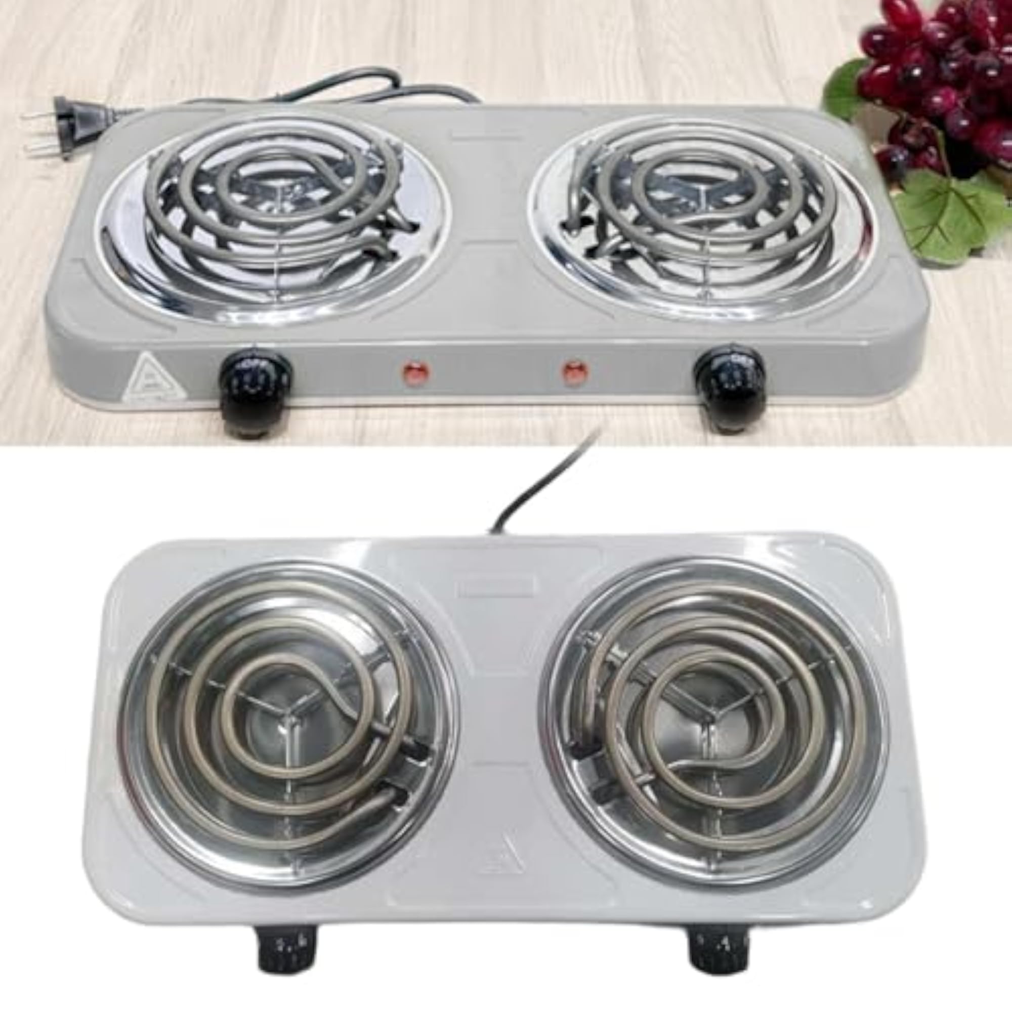 Electric Countertop Double Burner Power Indicator Lights 2 Burner Hot Plates