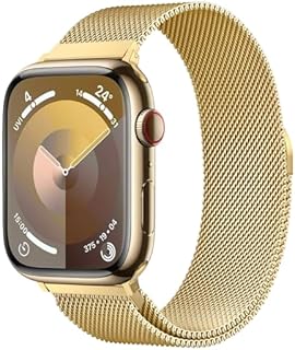 سوار مغناطيسي من الستانلس ستيل متوافق مع ساعة ابل 49 ملم 45 44 42 معدني ميلانيز قابل للتعديل للرجال والنساء لسلسلة اي ووتش 8 - 7 - 6 - 5 - 4 - 3 - 2 - 1 - SE - الترا لون ذهبي