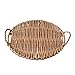 LANCHEN Rundes Rattan Obst-Aufbewahrungstablett mit Doppelgriff Frühstückstisch Aufbewahrungskorb Pastoral Rattan gewebter Korb Brotkasten Organizer Teller Tabletts Display Wohnkultur