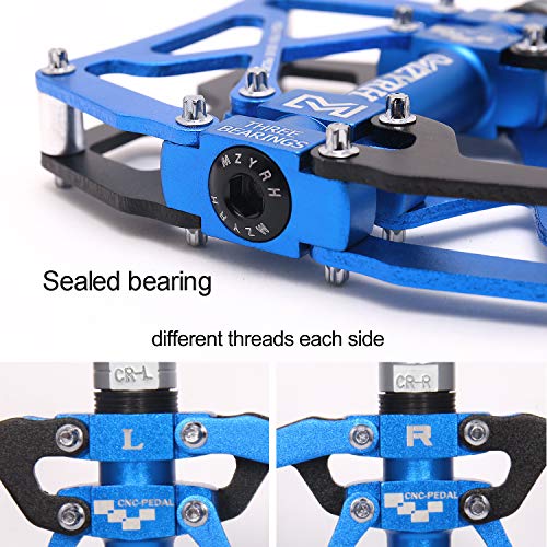 Image of MZYRH Mountain Bike Pedals, Ultra Strong Colorful CNC Machined 9 /16 inch Cycling Sealed 3 Bearing Pedals