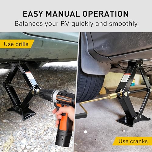 Image of RV Scissor Jack Stabilizer 7500lbs Heavy Duty 24 inch RV Trailer Stabilizer Leveling Scissor Jack for RV Camper with Crank Handle (New 24'' 4pc)