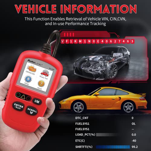 Autel Autolink Al329 (Upgraded Ver. Of Al319/Ms309) Code Reader With Autovin, Enhanced Mode 6 Obd2 Scanner With Live Data, Check State Emission Monitor Status, Dtc Lookup Car Diagnostic Tool #TOP4