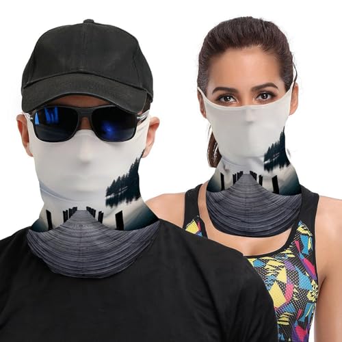 Neck Gaiter Wood Jetty And Calm Lake Face Mask for Travel Face Cover Scarf for Men Women Elastic Headbands Wind-proof Bandana for Skiing Fishing Hiking Cycling
