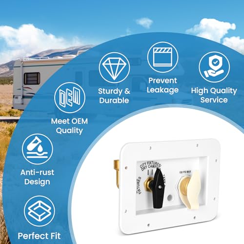 Image of Vikua RV Water Service Panel with 4 Function 3 Position Brass Valve Supply for Tank City Fixtures Dry Camping，Tank Filling Sanitize & Winterize,Water Service Panel Built-in Sealing Ring