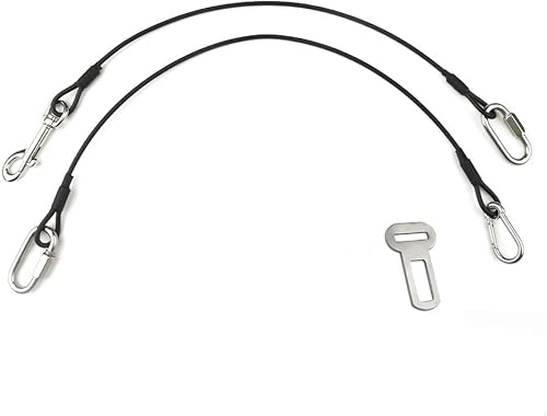 Sonku - Paquete de 2 cinturones de seguridad de automóvil para perros, correas de seguridad de cable de acero a prueba para perros pequeños,