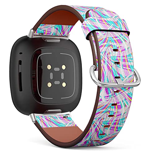 CJBROES Replacement Leather Watch Band, Compatible with Fitbit Versa 3 and Fitbit Sense of Wristband Bracelet Accessory - Swirl-Repeat
