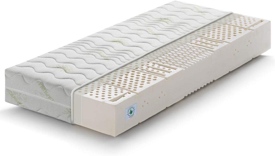 MarcapiumaLatex Mattress 2 ft 7 (2ft6 x 6ft6) 80x200 cm depth 18 cm SEVENLIFE 18 100% Latex Medium/Soft H2 Firmness 7 Zones Orthopaedic Mattress Removable ALOE VERA Cover Made in Italy