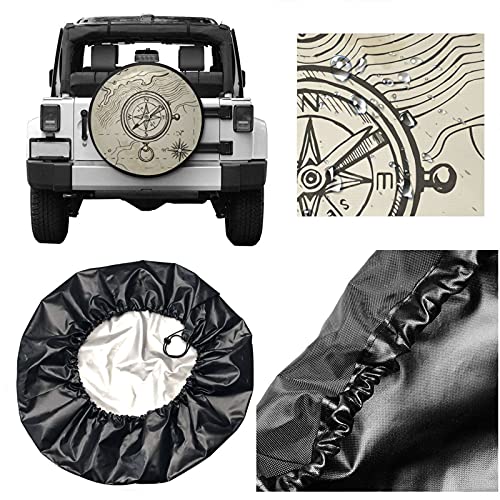 Vintage Retro Kompas Op De Kaart Reserveband Cover Wiel Beschermers Waterbestendig Universele Reservewiel Band Cover Fit… - Image 6