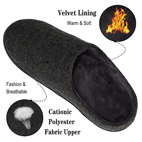 Adax Men's Orthotic Plantar Fasciitis Pain Relief Slippers With High Arch Support,Orthopedic House Shoes For Flat Feet,Heel Pain Indoor Outdoor Non Slip Rubber Sole,Dark Grey,Size 10 10.5 #TOP1