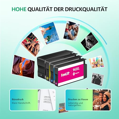 NewLift 963XL Multipack Patronen Kompatibel für HP 963XL 963 Druckerpatronen Kompatibel für HP officejet Pro 9010 9012,9020 9022 9014 9015 9016 9018 (4er-Pack)