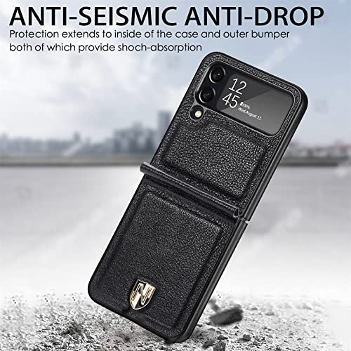 Capa protetora para celular compatível com Samsung Galaxy Z Flip 4 5G capa de couro genuíno, capa pr