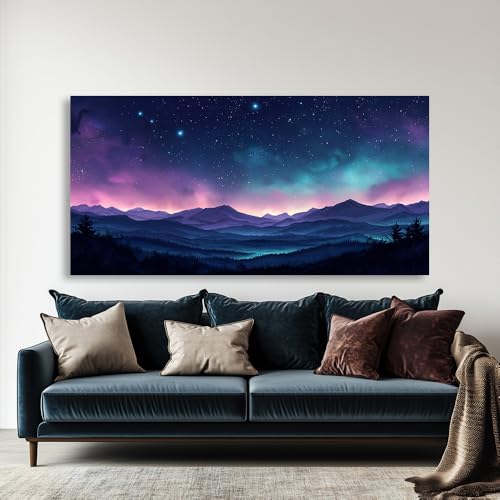 Tableau abstrait Montagnes étoilées œuvre d'art cadre