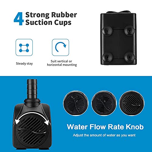 Pompa ad Acqua Sommergibile zerotop 21W 1100 L/H Pompa di Acqua per Acquario, Pompa per Acquario Pompa per Stagno Ultra-silenziosa Subacquea per Stagno, Acquario con Fontana da Giardino - Image 5