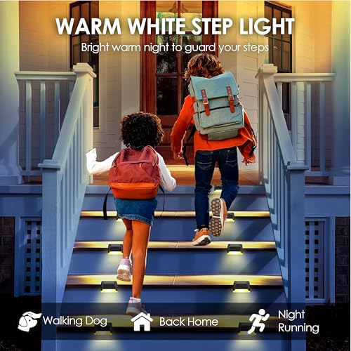 Image of BRITSPEAR Solar Light Outdoor Garden Waterproof Stair Deck Pool Patio Fence Gate Yard Floor Step Railing Balcony Sunlight for Home (12, Standard)