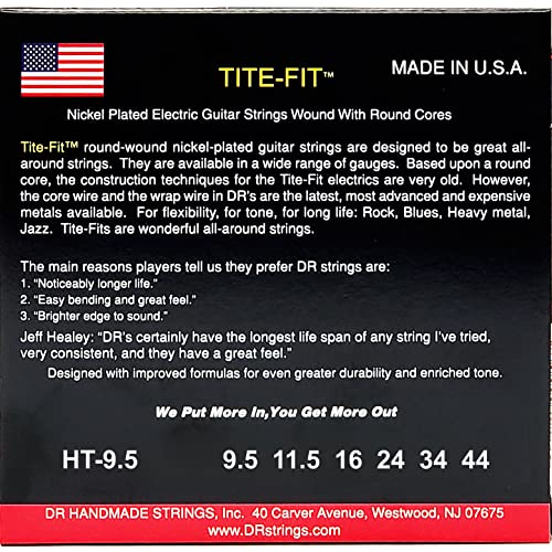 DR String HT-9.5 Tite-Fit Jeu de cordes pour guitare electrique - Les Beatles, Paul McCartney, John Lennon, RIngo Starr, George Harrison DR String HT-9.5 Tite-Fit Jeu de cordes pour guitare electrique – Image 4