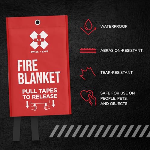 Image of Swiss Safe Emergency Fire Blanket - 39 inch x 39 inch Fiberglass Fire Suppression for Kitchen, Home & Outdoor Safety (1 Pack)