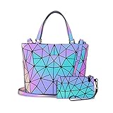 Geometric Luminous Purses and Handbags for Women Holographic Reflective Crossbody Bag Wallet