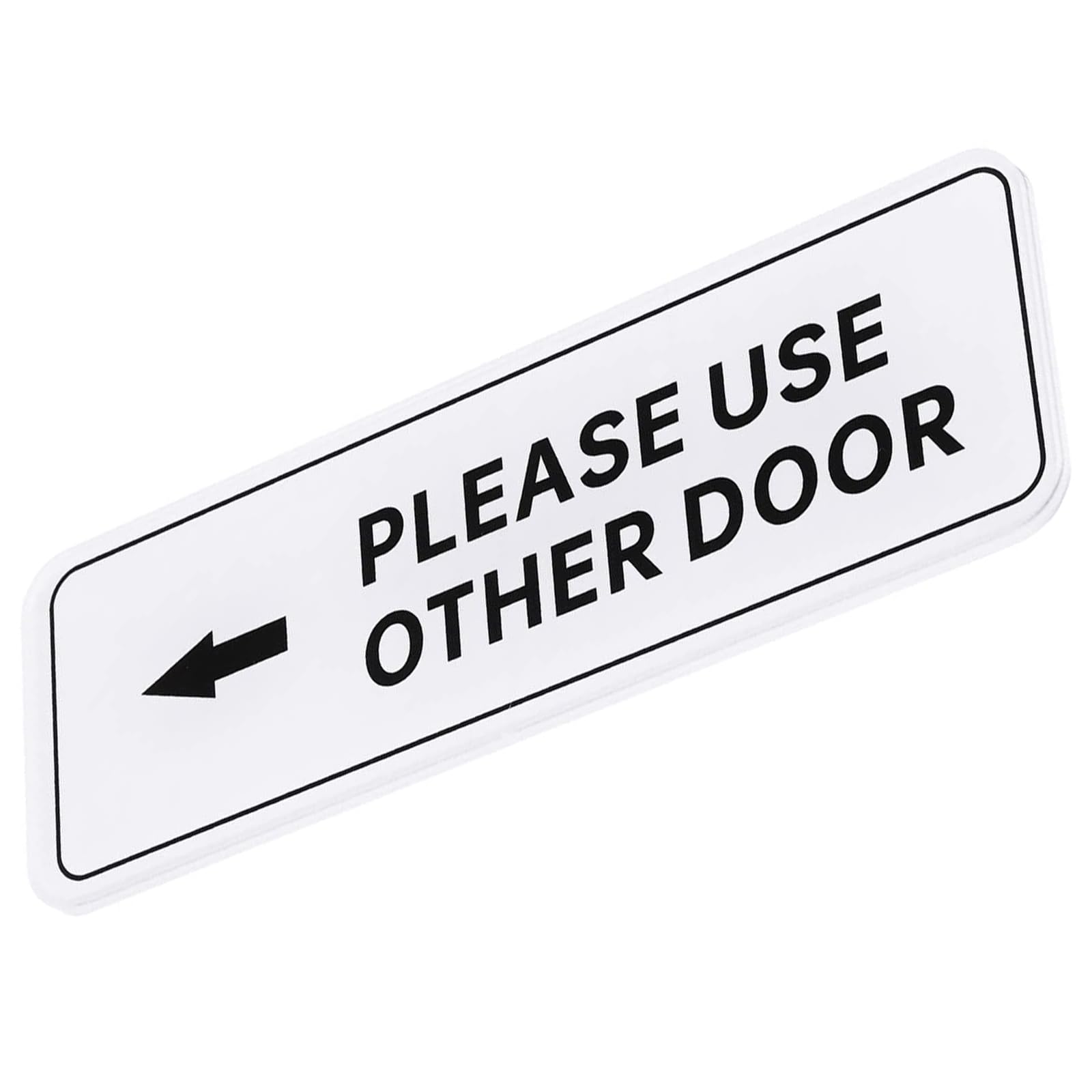 TOP-VIGOR Please Use Other Door Left Arrow Sign, Acrylic 6"x2" Self Adhesive Door Sticker Wall Mounting Sign for Office Business Hotel, White
