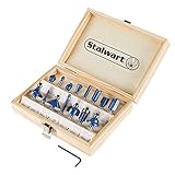 Router Bit Set- 15 Piece Kit with ¼” Shank and Aluminum Storage Case By Stalwart (Woodworking Tools for Home Improvement and DIY)