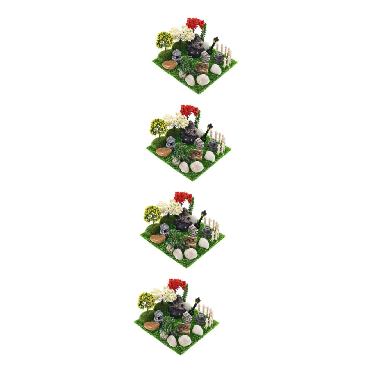 Kisangel 4ensembles Décoration Miniature De Jardin Ensemble De Accessoires Plastique pour Terrarium Mini Et Modèles De Cour