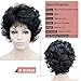 Klayss Black Short Synthetic Curly Wavy Wigs with Hair Bangs Lightweight Natural Looking Black Wigs for Women (10