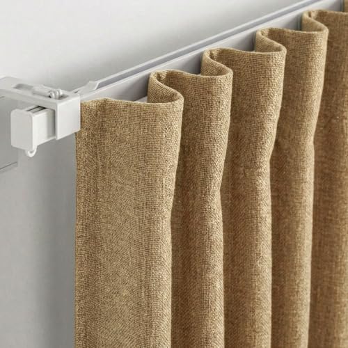 Image of FRESH FROM LOOM Jute Light Block 8 ft Parde | 8 ft Door Curtains for Slider Track | Non-Ring Curtains | Non-Ring Curtains | S-Wave Pleat | Door parda | Parde (Size - 8ft, Natural Jute, 2pc)