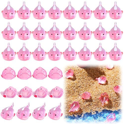 Gemscream 50 Pcs Mini Resin Figures Small Miniature Blobfish Cute Tiny Fish Resin Figurines Aquarium Ornaments for Home and Garden(Ordinary)