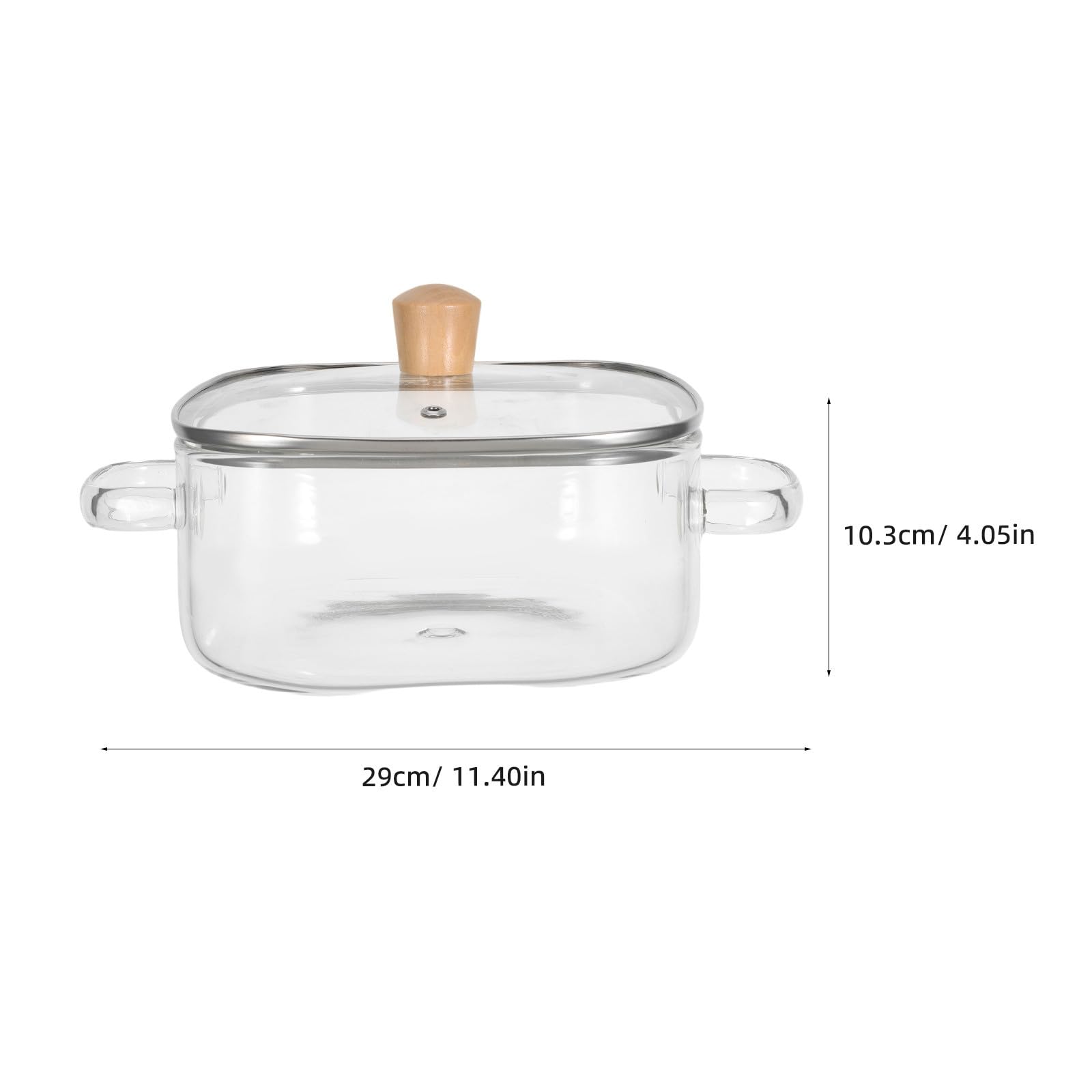 Olla y Doble Asa de Vidrio de 3, 5 L con Tapa Cuadrada