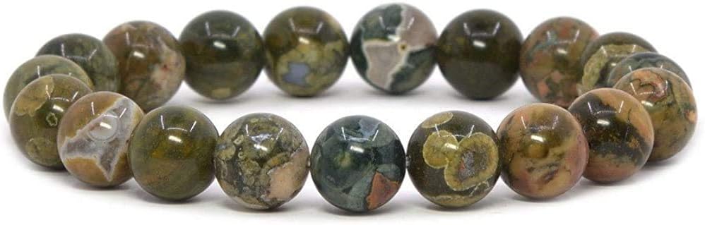 Angelstones Gem Semi Precious Gemstone 10mm Round Beads Stretch Bracelet 7 Inch Unisex