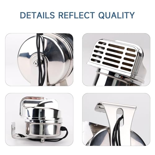 Image of FARBIN Boat Horn Kit 12V Double Stainless Steel Marine Horn with Bracket | With relay wiring harness and button, waterproof, for Sailboats Yachts Car Motorcycle Trucks etc.