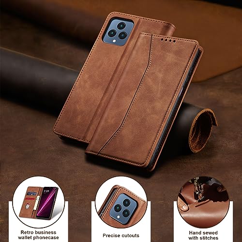 Image of Jasonyu Flip Wallet Case for T-Mobile Revvl 6 /6X 5G,Brown
