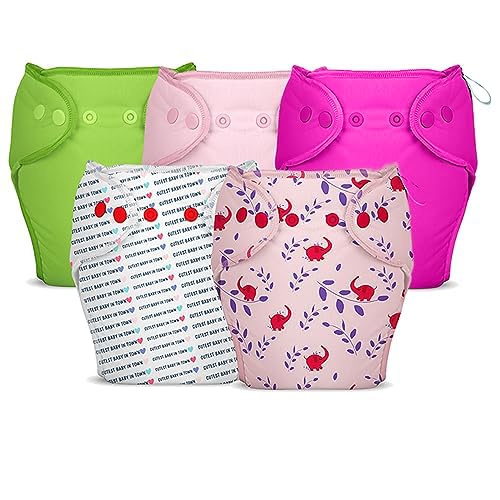 Image of Bumberry New & Improved Smart Nappy For New Born Baby (LXL |10-18 months) | Holds Upto 3 Pees With Extra Absorbtion & 100% Leak Protection All in One Cloth Diaper For Just Borns - 5 Pcs - Kit 1