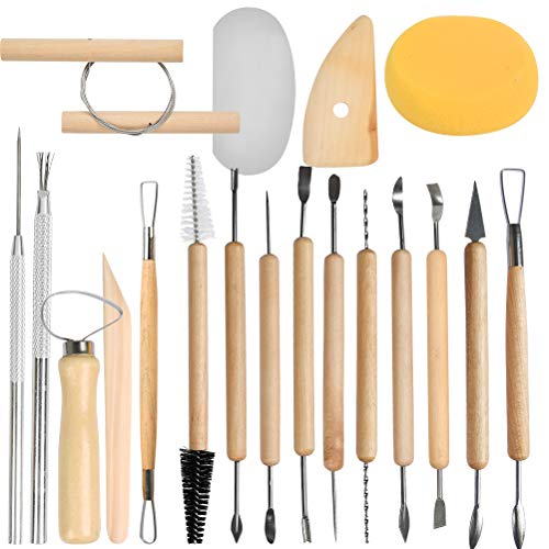 Image of 19 Pcs Pottery Tools Clay Sculpting Tool Set, Ceramic Clay Carving Tools Set for Beginners Expert Art Crafts Kid's After School Pottery Classes Club Children Students