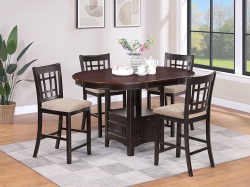 Coaster Home Furnishings - LAVON - 5-Piece Counter Height Dining Set - Oval Extendable Table with Storage & 4 Upholstered Chairs - Dining Room & Kitchen - Light Chestnut - 105278-S5 - Image 3