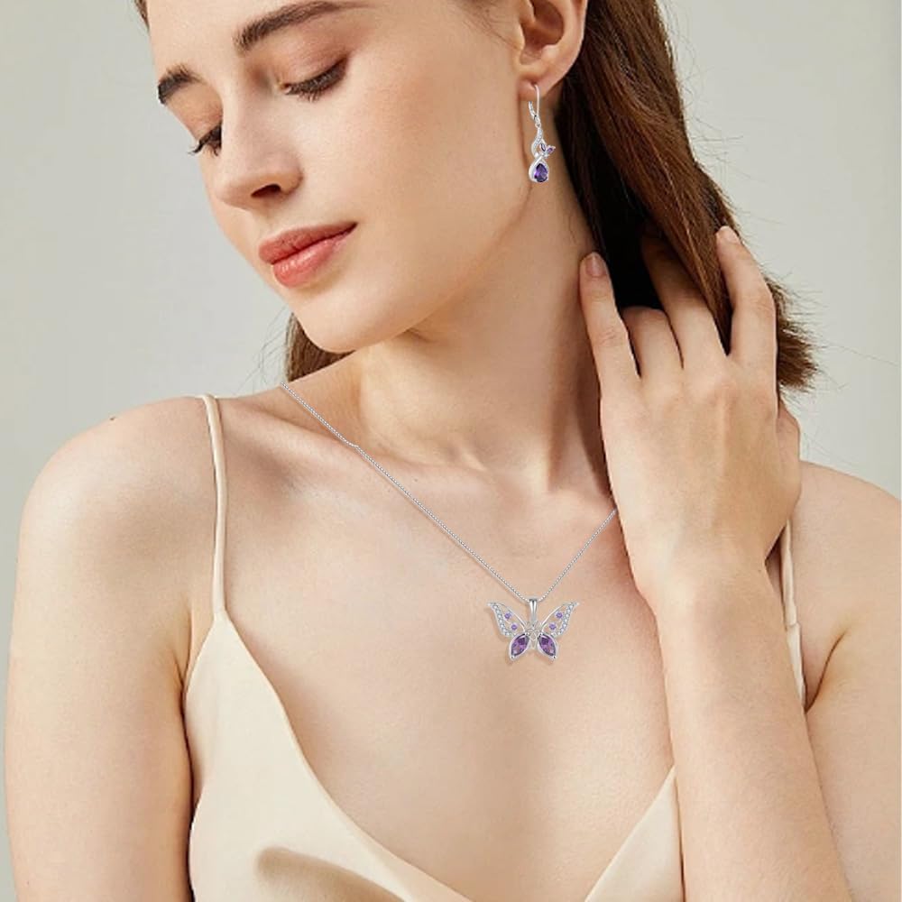 Butterfly Necklace for Women,925 Sterling Silver Celtic Knot Birthstone Pendant Necklace Hypoallergenic Jewelry for Women - Image 4