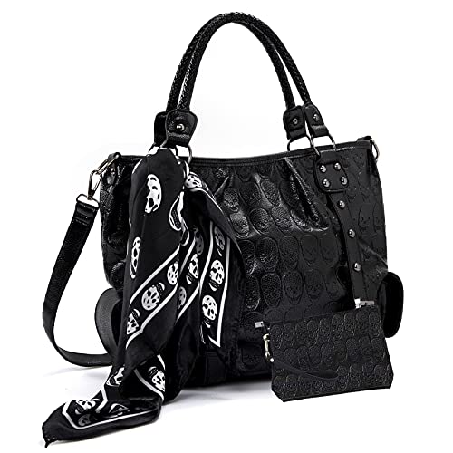 Women Skull Tote Bag Revit Studded Handbag Pu Leather Purse ...