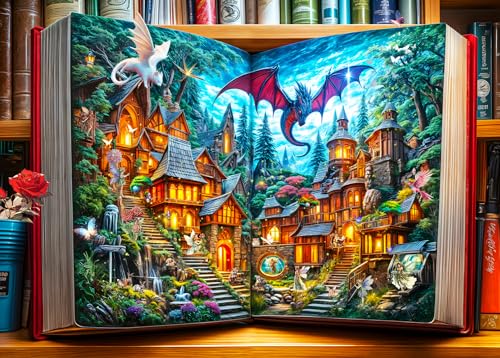 Jigsaw Puzzles for Adults 1000 Piece Puzzle for Adults 1000 Pieces Puzzle 1000 Pieces-The Magic Book of Fairy Tales