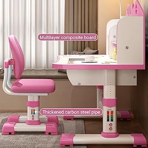 Kids Adjustable Study Desk Chair Set wStorageDrawersBookshelfChild Toddler Writing Homework TableLittle Girl Work Computer DeskPrincess Preschool DeskEscritorio Mesas para Nina Pink B