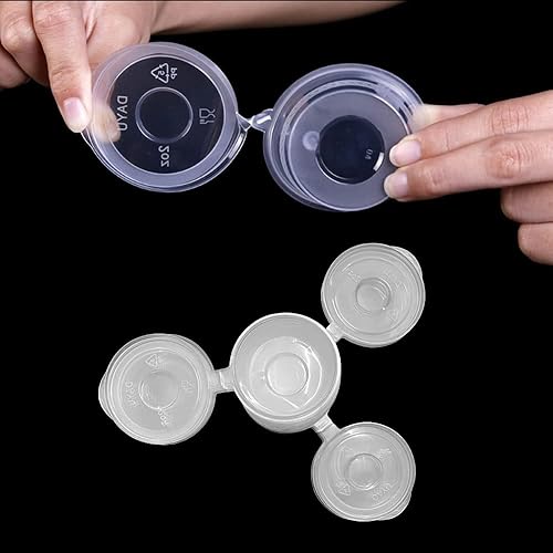Miniatura 6 de Vasos de plástico para soufflé, desechables transparentes a prueba de fugas con tapa con bisagras, se utilizan para varias salsas, muestras de