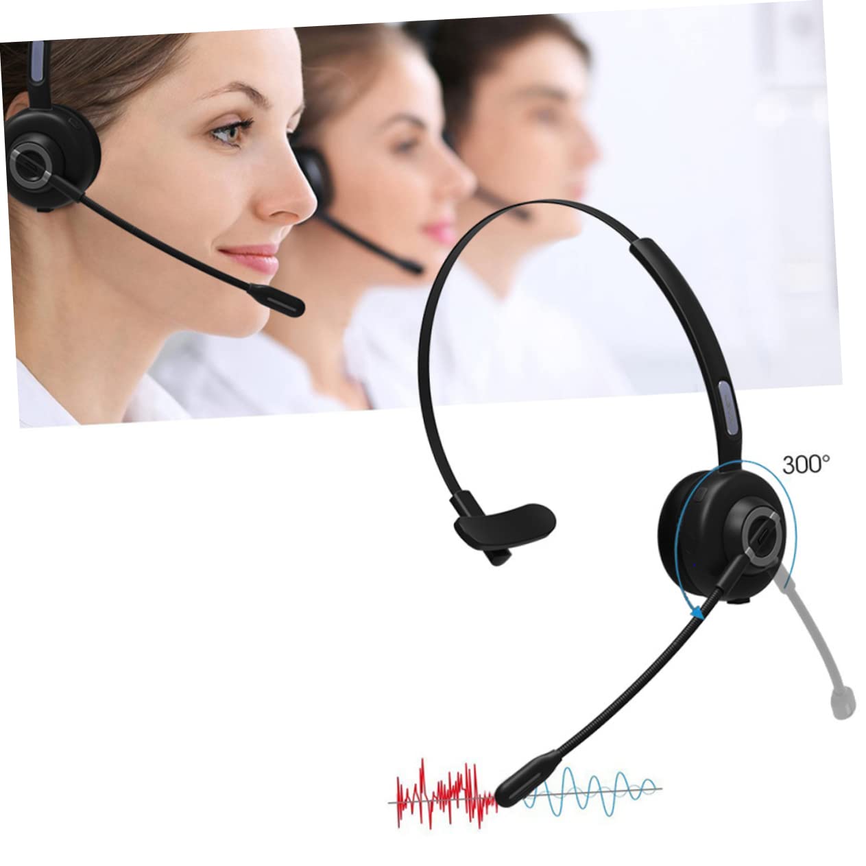 SHINEOFI Cuffie Archetto Wireless 5.0 Microfono Singolo, Confortevoli e Morbide, Realizzate in Abs e Pu, per Ufficio e Fitness, Set da 1
