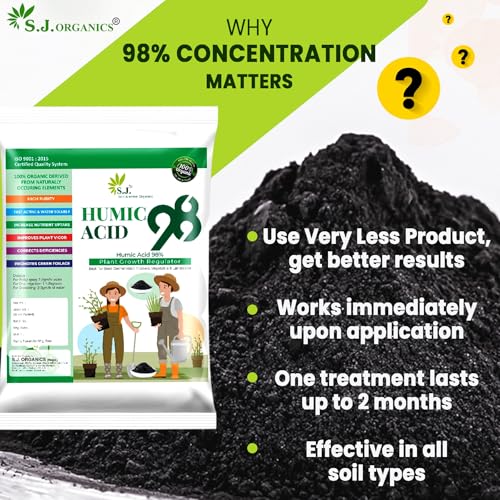 Image of SJ Organics 98% Humic Acid for Plants (5 KG)| Plant Fertilizer for Potted Plants | Growth Enhancer, Soil Conditioner, Improves Plant Root System|